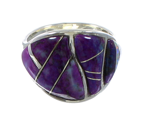 Southwest Magenta Turquoise Inlay Sterling Silver Ring Size 6-1/4 RX95212